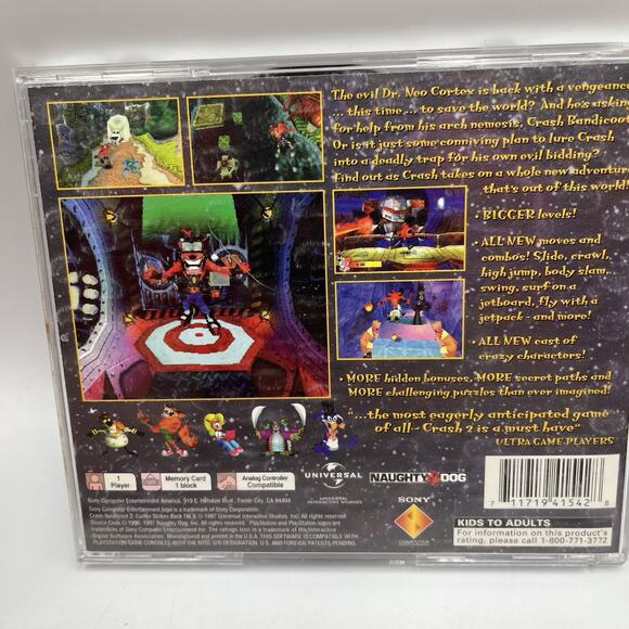 Crash Bandicoot 2 Cortex Strikes Back PlayStation 1 PS1 CIB Complete Holo Cover - Picture 6 of 6